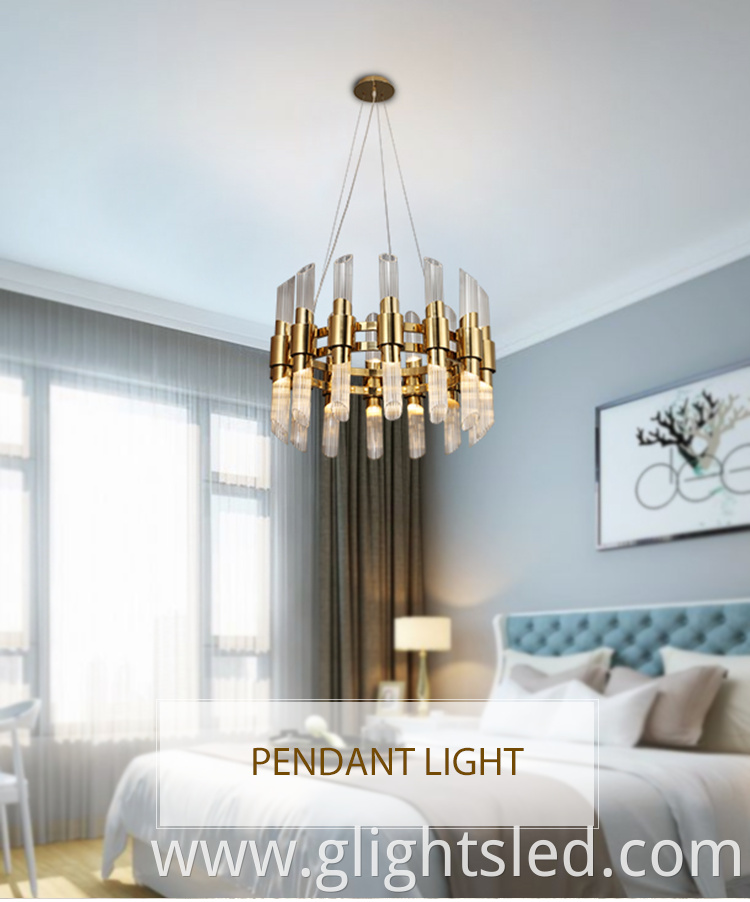G-Lights Easy Installation Luxury Living Room Villa Round Glass LED Chandelier Pendant Light